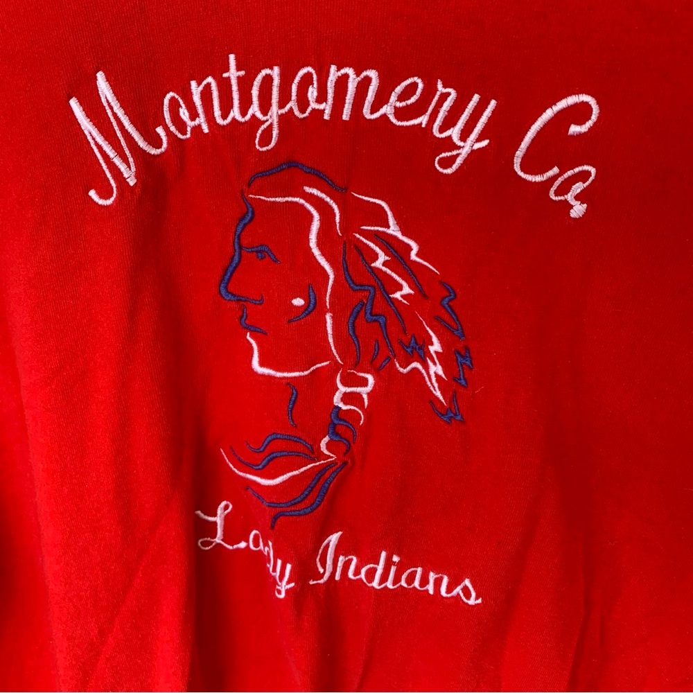 Vintage Montgomery County Indians Ky Long Sleeve Tee Shirt 90s Native American